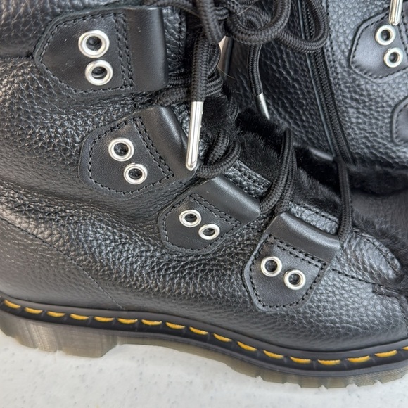 Dr Martens 1460 FAUX FUR LINED LEATHER LACE UP BOOTS Sz 10 - Picture 5 of 14